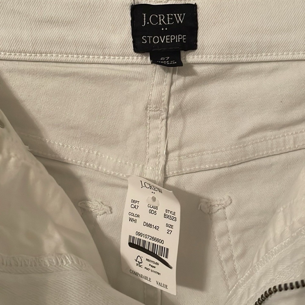 J. Crew Women's White Stovepipe Signature Stretch Jeans Size 27 - Picture 4 of 6